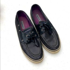 SPERRY BLACK SEQUIN SIZE 10